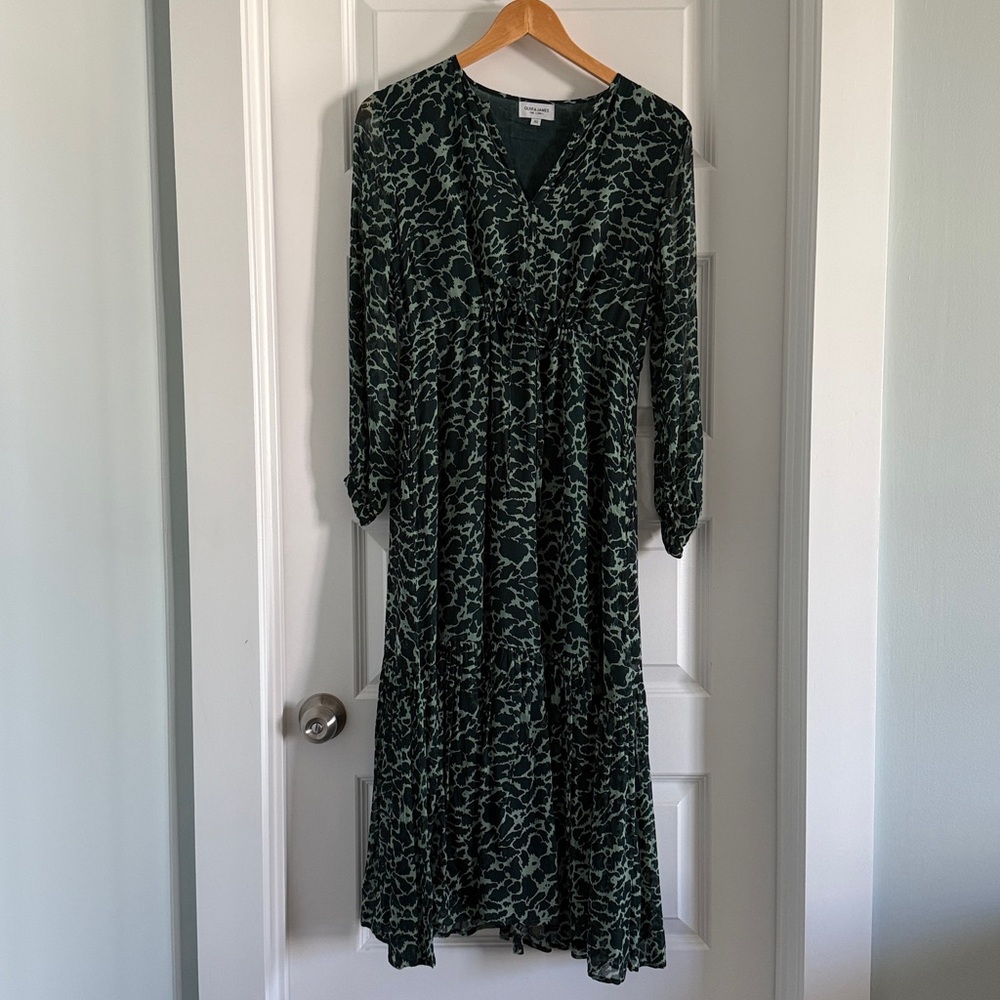Green Leaf Print Maxi/Midi Dress